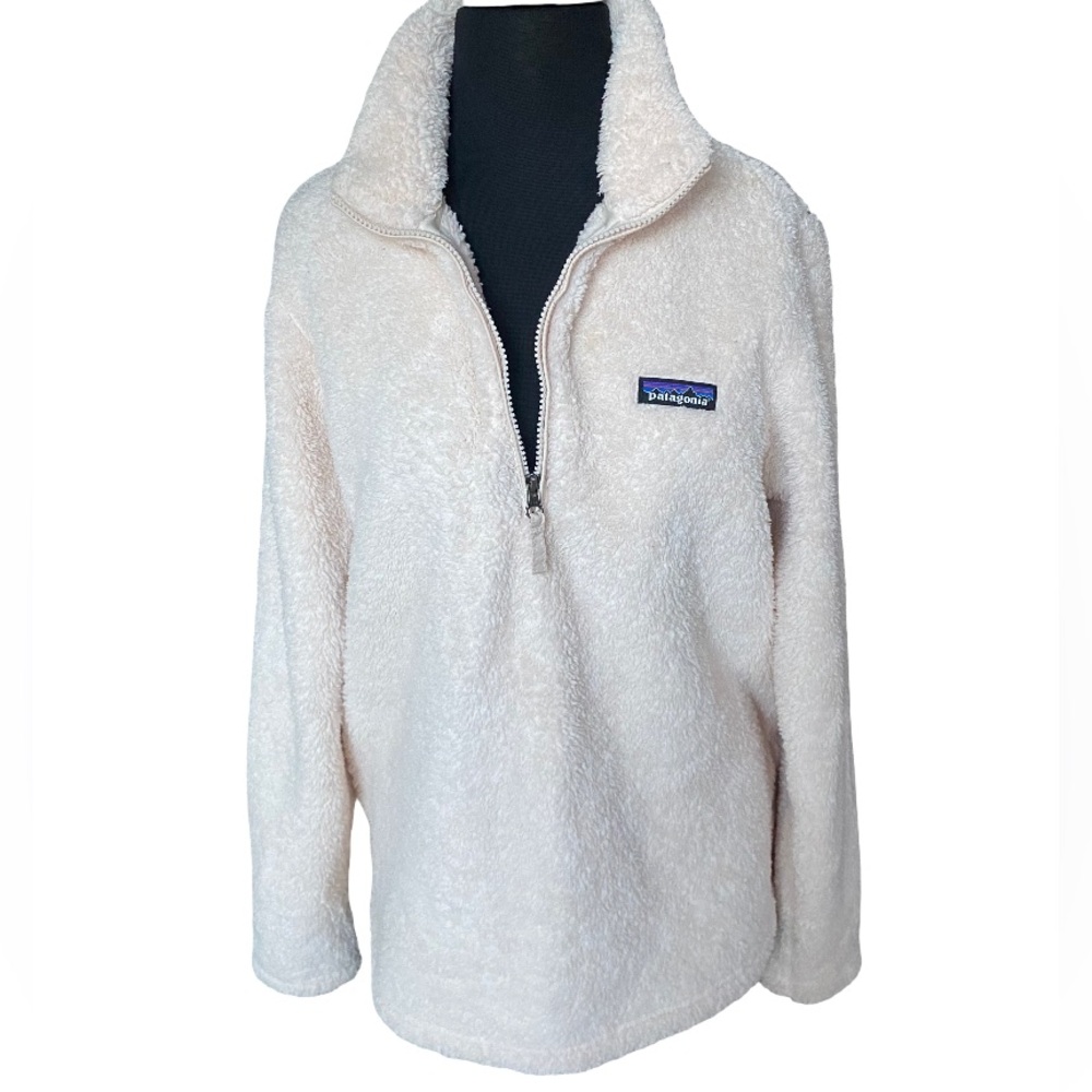 Patagonia Los Gatos women’s 1/4-zip cream fleece pullover sweater size XL